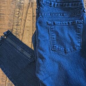 Just Black Women's Skinny Jeans With Ankle Zippers- Dark Blue